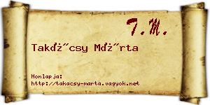 Takácsy Márta névjegykártya